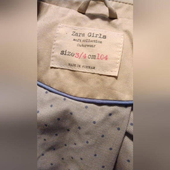 Zara NWOT Girls Trench Coat 3-4Y - Picture 5 of 7